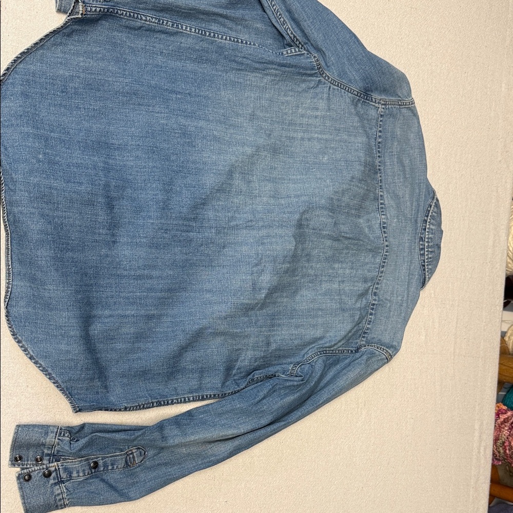 GAP Blue Denim Snap Front Shirt - Picture 7 of 9